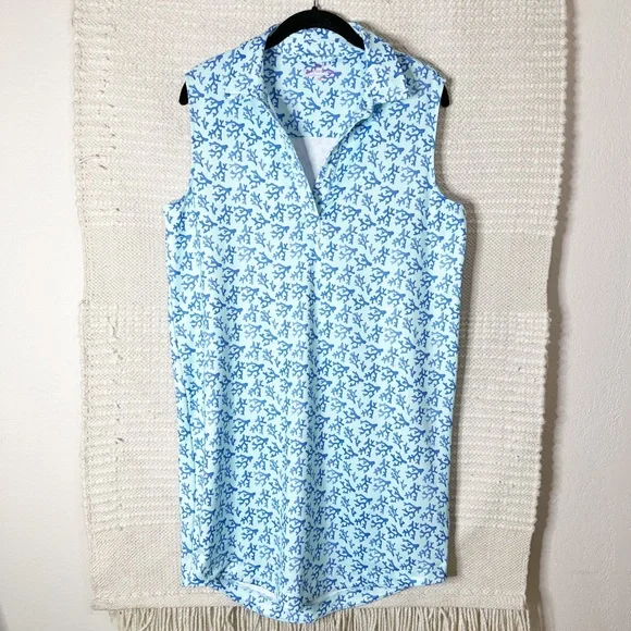 Vineyard Vines Women's Coral Sankaty Lucaya Dress - Coral Crystal Blue - Size Medium